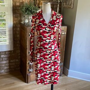 SHERRIE BLOOM/PETER NOVIELLO CHETTA B COLLARD SILK WRAP DRESS 6 ** EXCELLENT